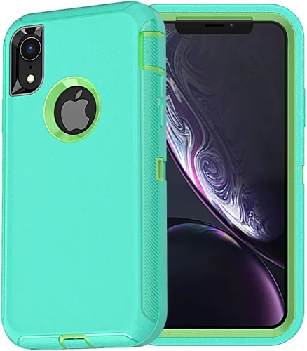 Vista 9 de YmhxcY Funda para iPhone XR, 3 capas de protección de cuerpo completo, a prueba de golpes, a prueba de caídas, resistente con clip para cinturón