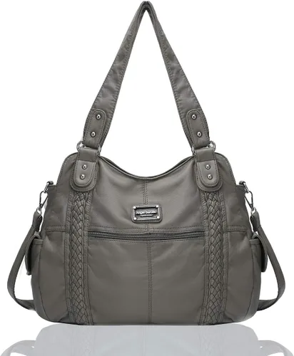 Vista 242 de Angel Barcelo - Bolsa de hombro amplia para mujer, diseño Hobo, cuero lavado