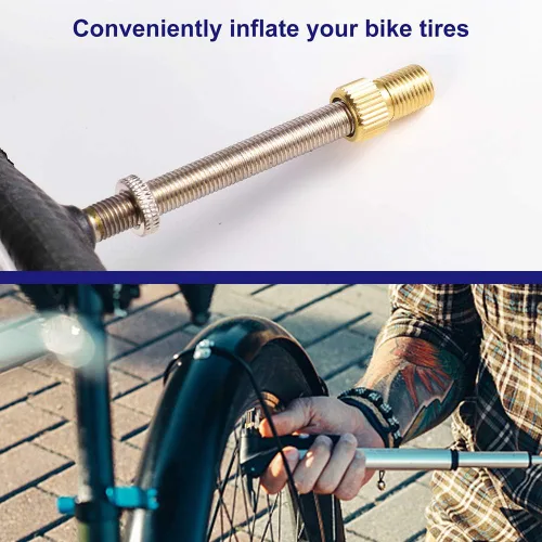 Vista 5 de 15 herramientas adaptadoras de válvula de neumático Presta para bicicleta, convertidor de válvula de neumático de bicicleta, válvula de cobre, tapa