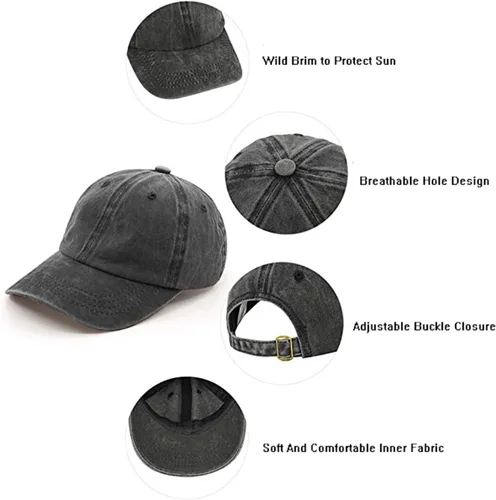 Vista 5 de Sombreros de béisbol para hombre y mujer, estilo vintage, lavados, desgastados, gorra de béisbol para papá, sombrero de golf para hombres y mujeres