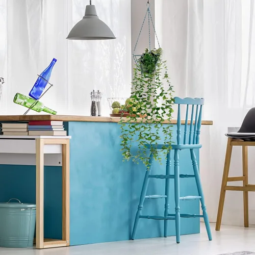 Vista 4 de Plantas colgantes artificiales, plantas colgantes falsas, plantas falsas en maceta para decoración del hogar, decoración de estantes interiores