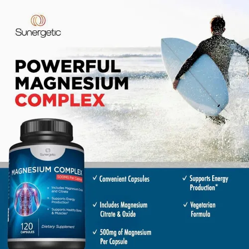 Vista 4 de Cápsulas de citrato de magnesio de primera calidad – Potente suplemento de óxido de magnesio y citrato de 500 mg – Ayuda a apoyar huesos, músculos