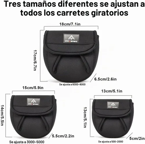 Vista 2 de 3Pcs Fundas para Carrete de Pesca Giratoria Bolsa de Transporte para Carrete de Pesca de Arrastre Estuche Protector Funda para Carrete de Pesca