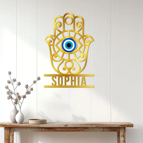 Vista 3 de Letrero de metal personalizado contra el mal de ojo, símbolo de protección personalizado, pared, valla, porche, patio, hogar, oficina, decoración