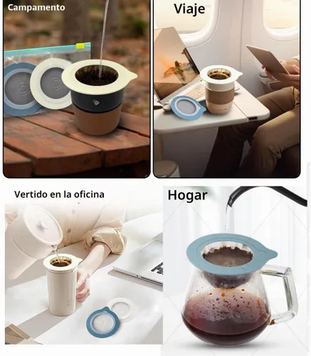 Vista 5 de 30 filtros de café reutilizables para verter sobre café, cafetera para acampar, café, viajes, cafetera de una sola porción