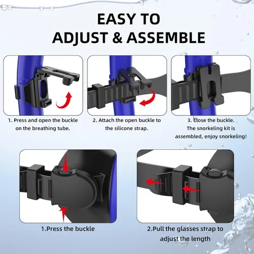 Vista 8 de Snorkeling Gear for Adults, Dry Snorkel Set 180° Panoramic Wide View Anti-Fog Scuba Diving Mask, Professional Snorkel Gear for Free Breathing