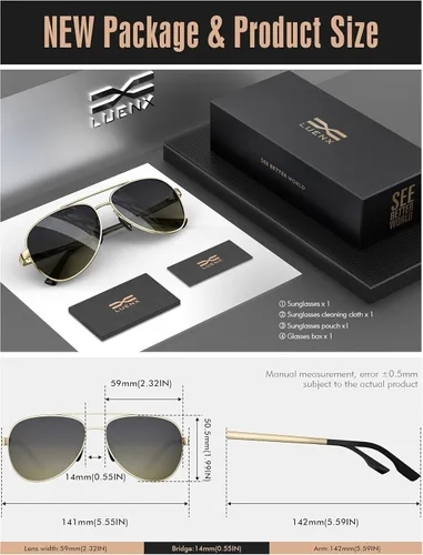 Vista 6 de LUENX - Lentes de sol polarizadas con protección UV 400 para hombre y mujer, incluye funda