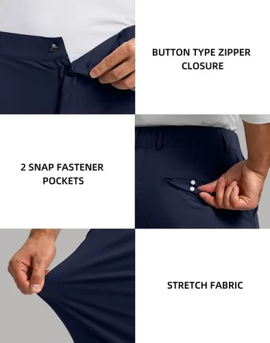 Vista 5 de Soothfeel Pantalones de golf para hombre con 5 bolsillos, ajustados, elásticos, casuales, de viaje, pantalones de trabajo para hombre