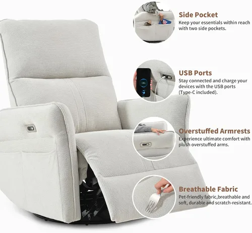 Vista 3 de Silla reclinable giratoria de 270° para adultos