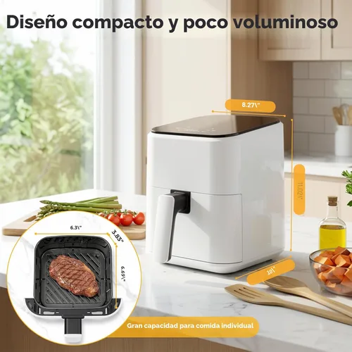 Vista 6 de Freidora de aire digital compacta de 3 cuartos de galón, pequeña freidora de aire con placa antiadherente, cesta apta para lavavajillas, apagado