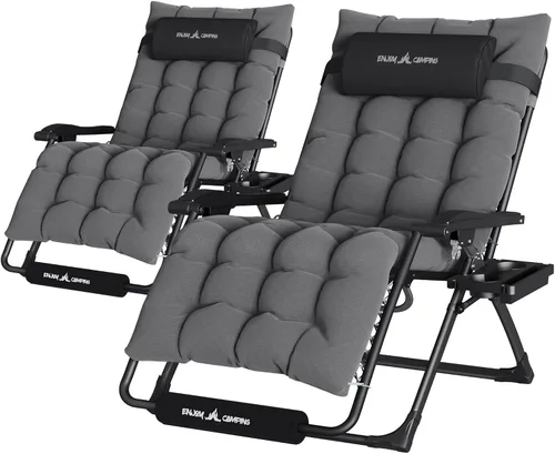 Vista 10 de UDPATIO Silla reclinable de gran tamaño para patio con cojín extraíble Negro Z-xl