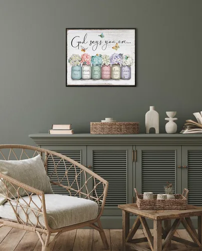 Vista 5 de Dios Dice Que Eres Arte de Pared: Arte de Pared con Versículo Bíblico Cristiano Inspiracional, Escritura Religiosa, Regalos de Aliento para Mujeres