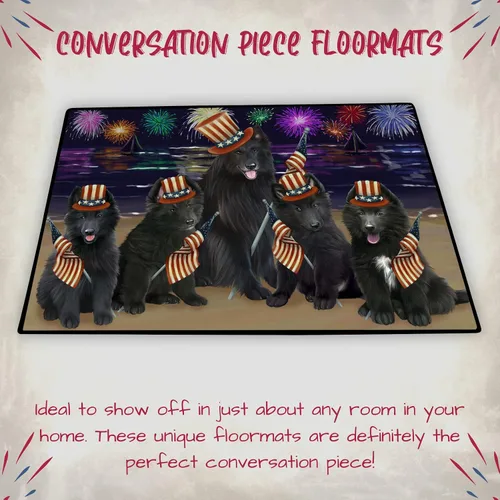 Vista 4 de Doggie of the Day Belgian Shepherd Dogs Floor Mat - 4th of July Independence Day - Best Dog Doormat - Protector Decor - Unique Portrait Art
