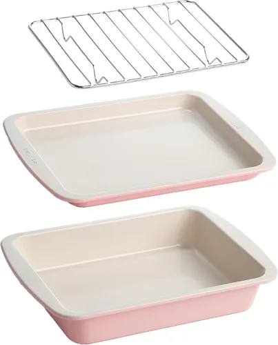 Vista 9 de Tasty Juego de Horneado Antiadherente para Horno Tostador Incluye Molde para Pastel, Bandeja para Horno, Rejilla, Utensilios de Acero al Carbono