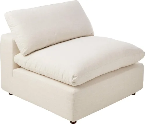 Vista 5 de Modway Commix - Sofá seccional tapizado con relleno de plumón, silla sin brazos en color azul Tela Azure