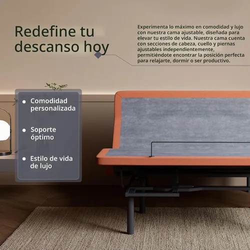 Vista 2 de ESHINE Base de cama ajustable individual XL con masaje y gravedad cero
