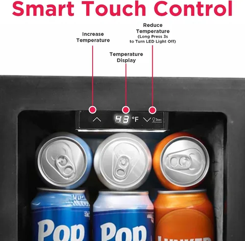 Vista 6 de Frigidaire Refrigerador de bebidas con puerta de vidrio de 0.6 pies cúbicos, mini refrigerador con pantalla digital con control electrónico