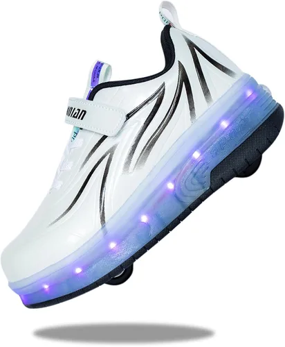 Vista 21 de Zapatos para niños con ruedas - 4 en 1 Zapatos con ruedas iluminados con luces LED recargables por USB para regalos de Navidad y escuela