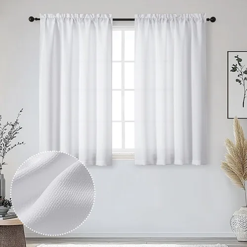 Vista 62 de OWENIE Bob Juego de 2 Paneles de Cortinas Negras de Cocina para Ventanas de 36 Pulgadas de Largo, Cortinas Cortas de Café con Textura de Lino