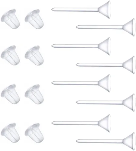 Vista 9 de Aretes de plástico transparente para deportes, 300 pares de aretes transparentes y parte trasera de aretes, cabeza de copa de 0.079 pulgadas 0.079