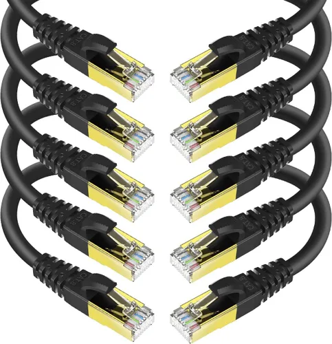 Vista 13 de Cable Ethernet CAT 8 blindado SFTP para red de Internet, cables LAN de alta velocidad resistentes con conector RJ45 chapado en oro, profesional