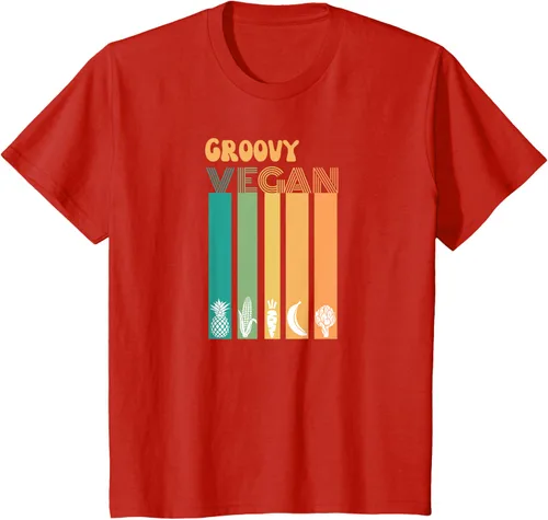 Vista 3 de Groovy Vegan Retro Vintage Cool Veggies 70 80 Flower Power Camiseta, Negro