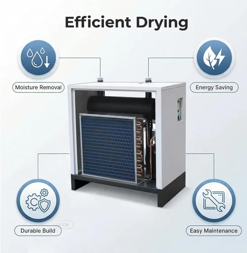 Vista 6 de Secador de aire refrigerado 494.41CFM para compresor de aire 220V/1PH 102