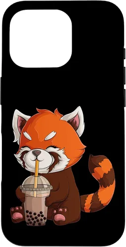 Vista 20 de Kawaii Red Panda Drinking Boba Bubble Tea Japanese Anime Case for iPhone 17