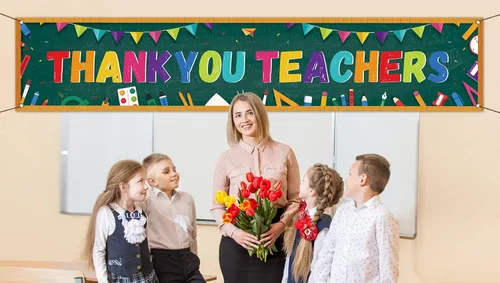Vista 2 de Nepnuser Cartel grande de agradecimiento para el día de agradecimiento del profesor, cartel colgante para el aula, tablero de anuncios y decoración