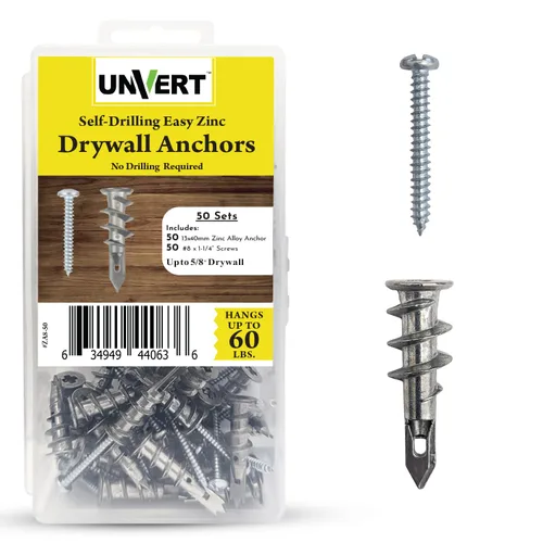 Vista 9 de #8 Kit de anclajes y tornillos para paneles de yeso, anclajes de pared de zinc para paneles de yeso resistentes, con tornillos de anclaje