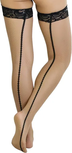 Vista 41 de ToBeInStyle Medias de red atemporales con costura trasera para mujer