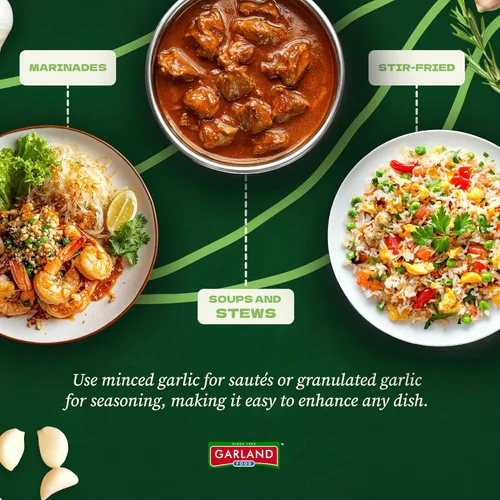 Vista 4 de Garland Food - Ajo picado orgánico de 4.5 onzas, fabricado en los Estados Unidos, sabor fresco, comodidad y poder nutricional del ajo picado orgánico