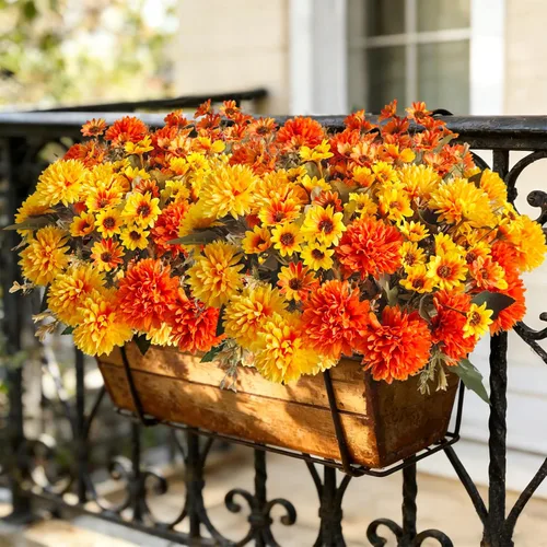 Vista 3 de 8 flores artificiales para exteriores, resistentes a los rayos UV, para macetas de crisantemos realistas, margaritas que no se decoloran