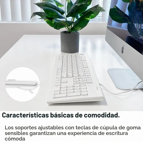 Vista 7 de Macally - Combo de teclado y mouse USB con cable de 104 teclas con teclas de acceso directo de Apple para Mac, iMac, MacBook y PC con Windows