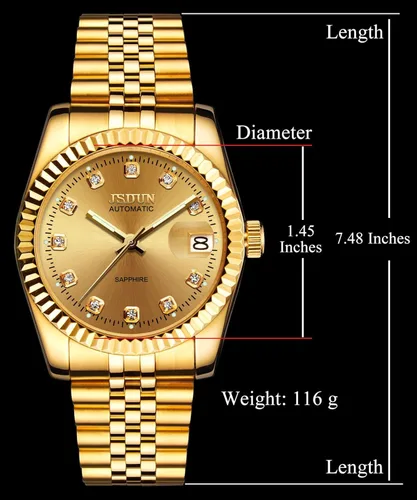 Vista 7 de Self Winding Watches for Men Fashion Silver Gold Stainless Steel Watches Skeleton Mechanical Mens Watches Tourbillon Automatic Mens Dress Watch