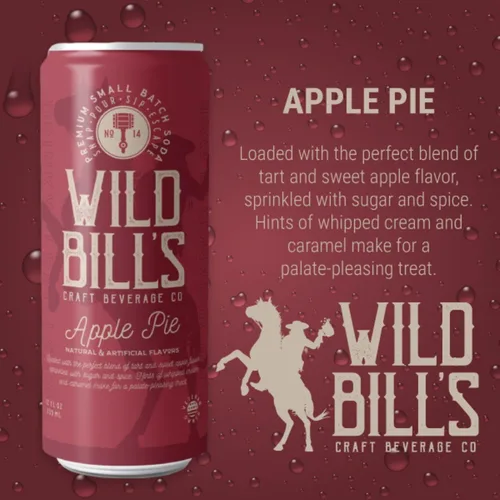 Vista 2 de Wild Bill's Apple Pie Soda Classic Craft Soda Pop - Refrescos y bebidas gaseosas artesanales clásicas, hechas con azúcar de caña pura, sin cafeína