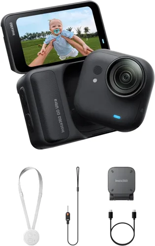 Vista 11 de Insta360 GO Ultra Lifestyle Bundle – Pequeña cámara de vlogging 4K, manos libres, cámara POV, sensor de 1/1.28 pulgadas, peso de 1.87 oz, 156° FOV