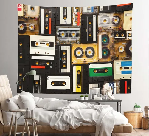 Vista 3 de Loccor Cintas de casete retro de los años 80 y 90, cinta de casete de audio musical para colgar en la pared para música retro, conciertos