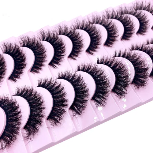 Vista 38 de Nuevas 10 Pares de Pestañas de Visón 3D Pestañas Postizas Hechas a Mano Pestañas Largas Esponjosas y Voluminosas Naturales Herramientas