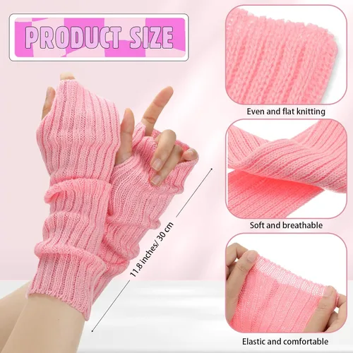 Vista 2 de Berlune 6 pares de mangas de brazo kawaii para mujer y niñas, calentadores de brazos de estilo japonés Y2K para disfraz escolar, 6