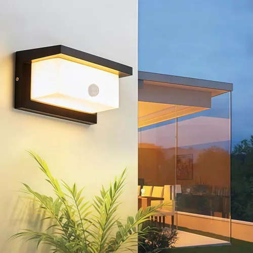 Vista 8 de iKenta Luces de porche al aire libre con sensor de movimiento, 18 W, 6000 K, IP65, impermeable, iluminación exterior para exteriores, aplique de Luz