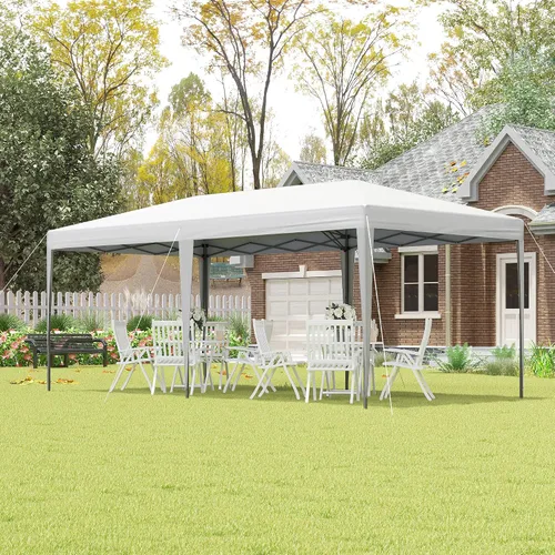 Vista 2 de Toldo Outsunny de fácil armado, blanco, de 3 x 6 metros