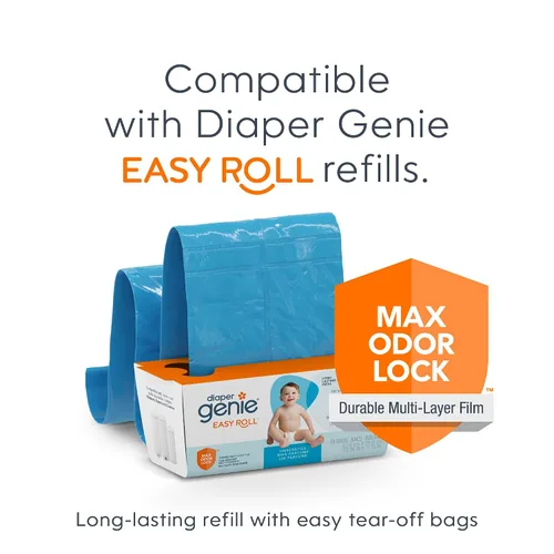Vista 5 de Diaper Genie Juego de regalo exclusivo Incluye recarga fácil de rollo con 48 bolsas Capacidad para hasta 2256 pañales para recién nacidos