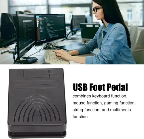 Vista 2 de Luqeeg Pedal de interruptor de pie USB, interruptor de pie ergonómico de control multimedia, teclado de soporte, mouse, juegos, función de cuerda