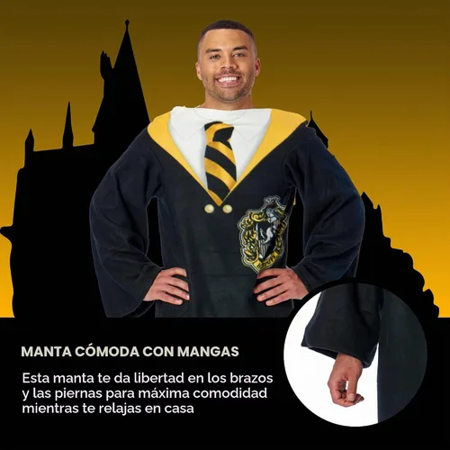 Vista 6 de Northwest Hufflepuff Hogwarts - Manta de uniforme con mangas, 48 x 71 pulgadas, Harry Potter Reglas de Hufflepuff