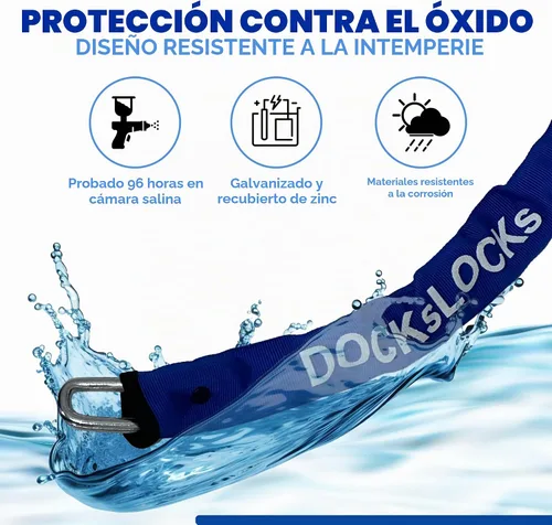 Vista 5 de DocksLocks Kit de cadena de seguridad de 0.315 in (3', 6' o 10')