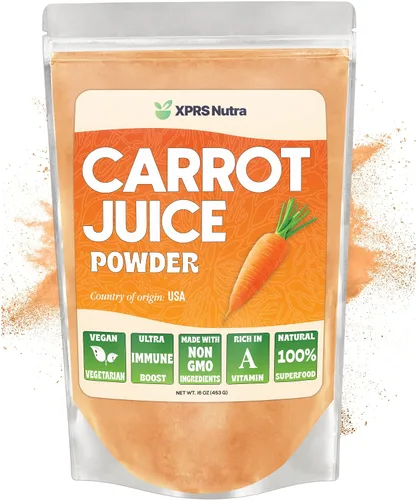 Vista 8 de XPRS Nutra Polvo de jugo de zanahoria 100% natural, polvo de zanahoria puro de los Estados Unidos, ideal para jugo y batido, alto en vitamina A