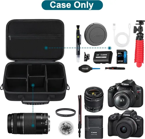 Vista 2 de Canboc Funda de transporte para cámara Sony Alpha ZV-E10/ZVE10 II/ZV-E1/7 IV/ 7R V/ 6700/ a6400/ Canon EOS Rebel T7/R50/R50 V sin espejo, bolsa