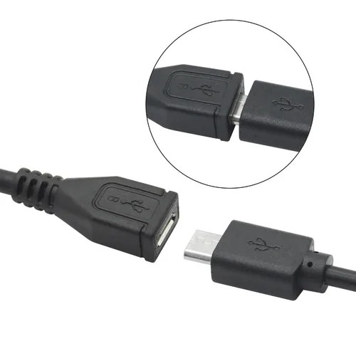 Vista 6 de Cable de extensión micro USB corto de 9 pulgadas, 90 grados de ángulo izquierdo y recto micro USB macho a hembra de 5 pines de datos de carga