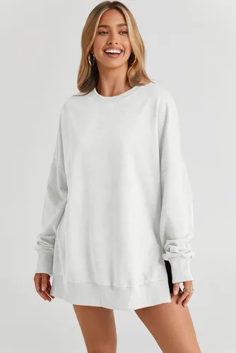 Vista 62 de SHEWIN Sudadera casual de manga larga con cuello redondo para mujer, ligera, holgada